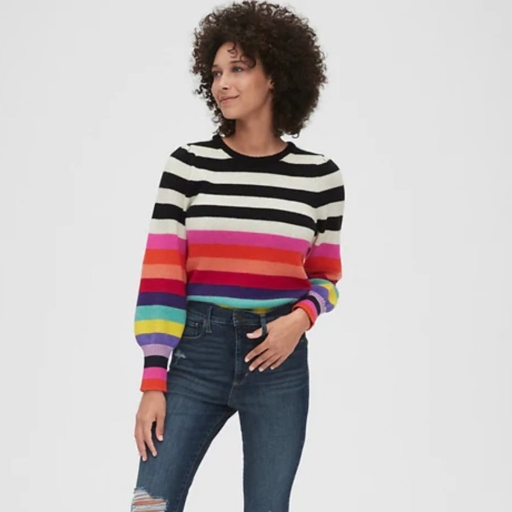 Gap Stripe Sweater Black and White Rainbow